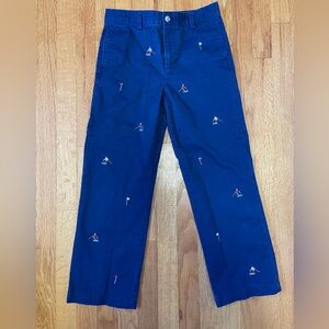 Vineyard Vines navy pants, embroidered with skiers, size 12